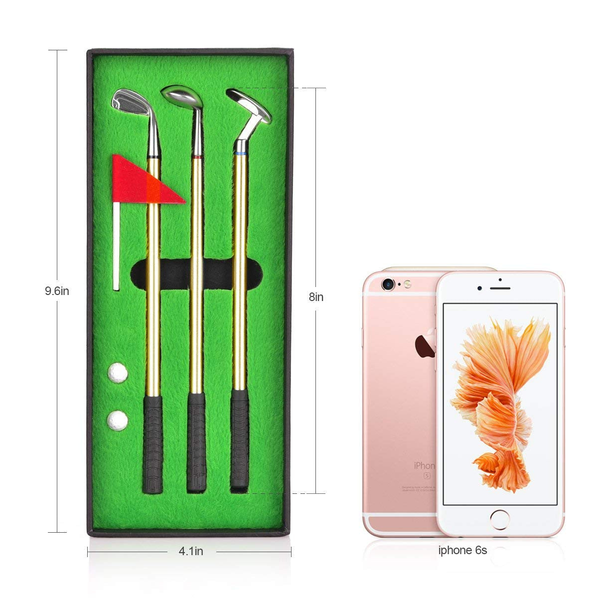 Desktop Mini Golf Putting Green Metal Club Ballpoint Pen Set